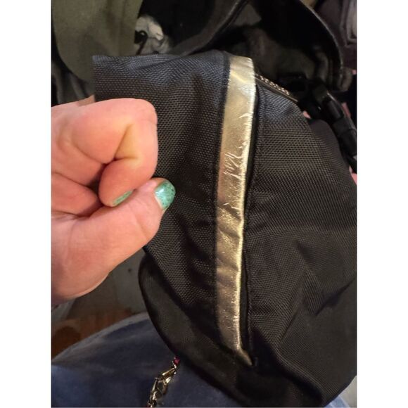 VERSACE PARFUMS Medusa Head Black Nylon Drawstring Flap Backpack EUC - Picture 6 of 11